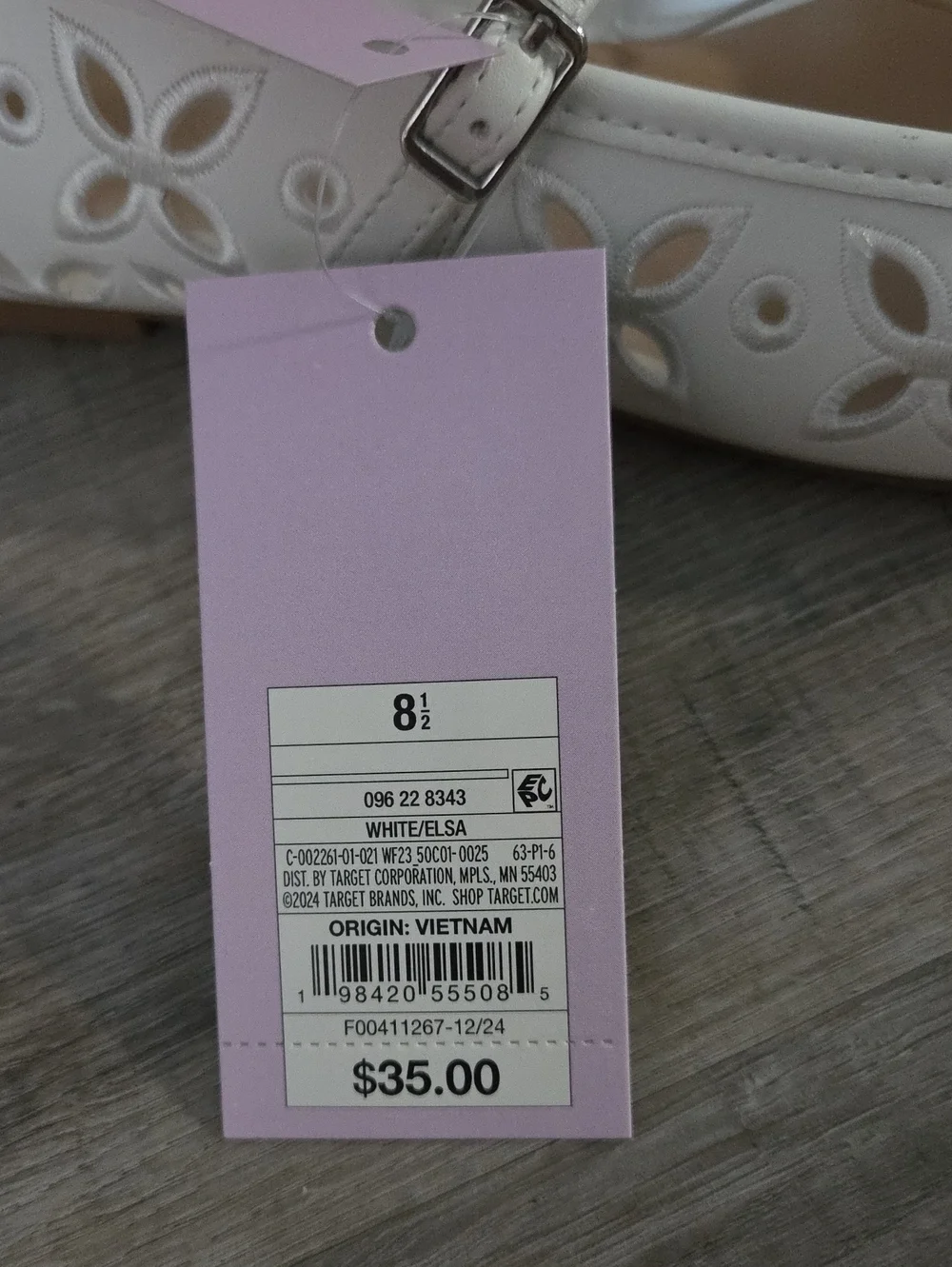 White Floral Cutout Elsa Mary Jane Flats, Size 8.5, New In Box